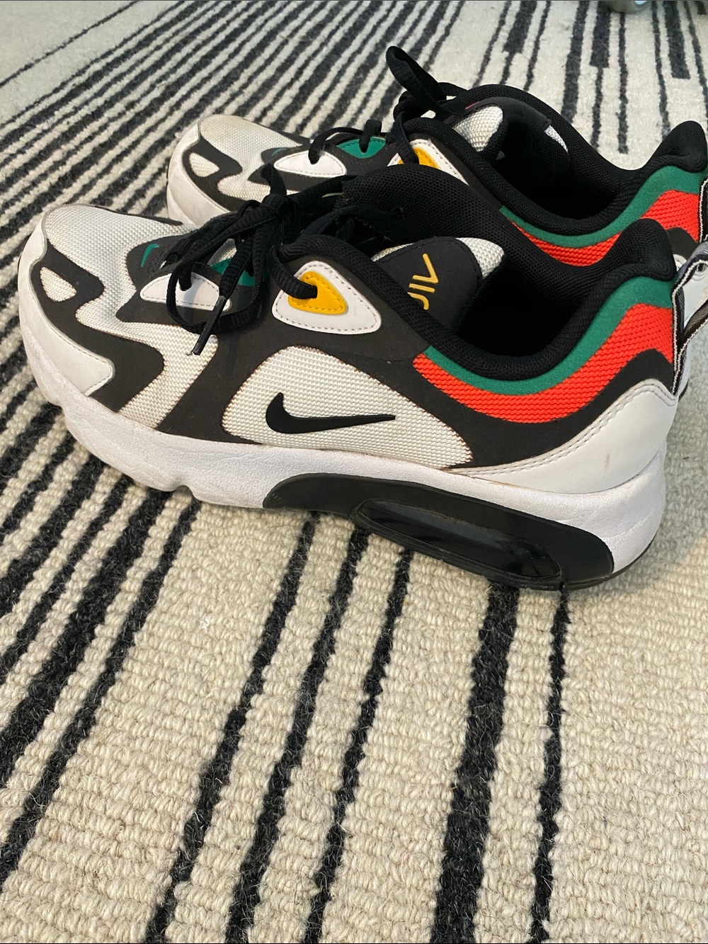 Nike Black White Sneakers with Green, Red & Yellow Accents